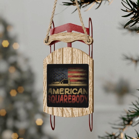 American Flag Square Body American Squarebody Truc Sled Ornaments