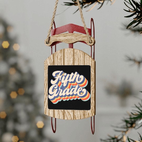 Sunset Fifth Grade Teacher & Student Back To Sled Ornaments