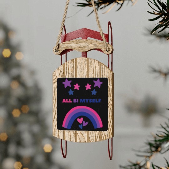 All Bi Myself Bisexual Pride LGBTQ Sled Ornaments