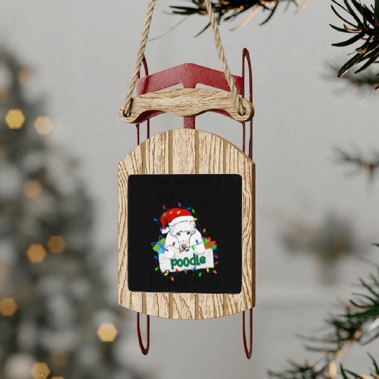 Merry Poodle Poodle Xmas Py Sled Ornaments