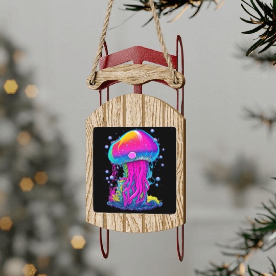 Vibrant Jellyfish Colorful Sled Ornaments