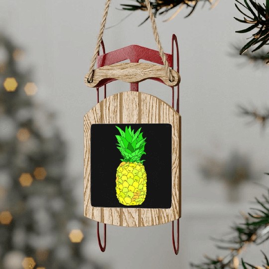 Pineapple Pun Illustration Sled Ornaments
