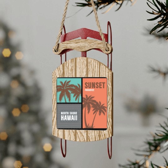 Sunset Paradise North Shore Hawaii Sled Ornaments
