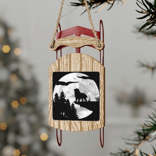 Dog Owner Full Moon At Night Pet Bernese Mountain Sled Ornaments