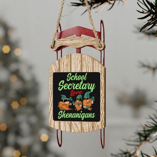 School Secretary St. Patrick's Day Sled Ornaments