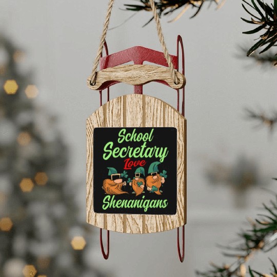 School Secretary St. Patrick's Day Sled Ornaments