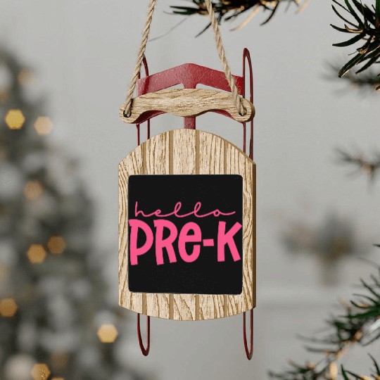 Pre K pink Sled Ornaments