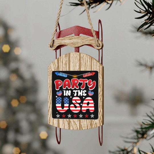 Party in the USA Independence Day America Party Sled Ornaments