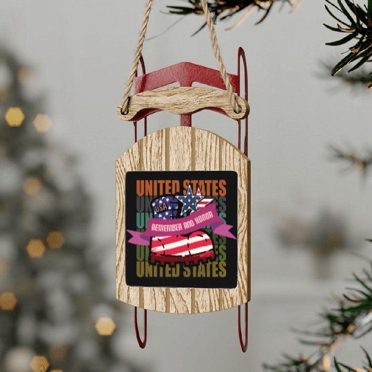 God bless America the land of the free Sled Ornaments