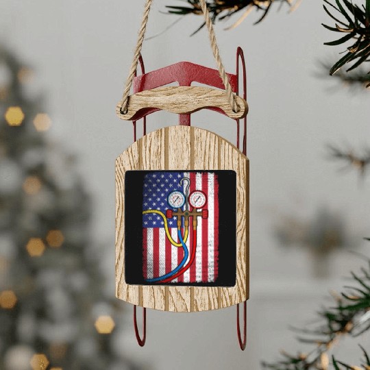 Patriotic HVAC Technician American Flag HVAC Tech Sled Ornaments