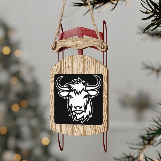 Scottish Highland Cow Sled Ornaments