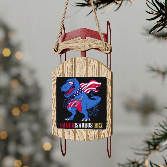 Amerisaurus Rex Independence Day USA Party Sled Ornaments