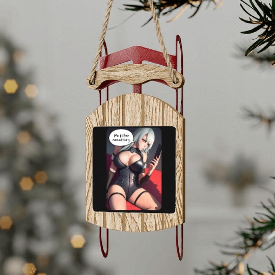 Cyberpunk Waifu Influencer Design 3 Sled Ornaments