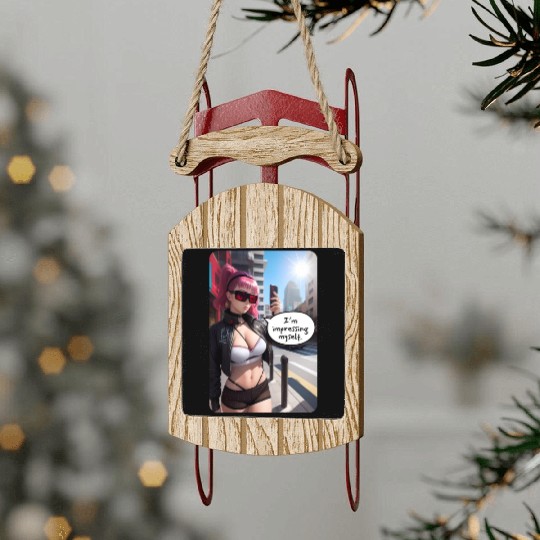 Cyberpunk Waifu Influencer Design 6 Sled Ornaments