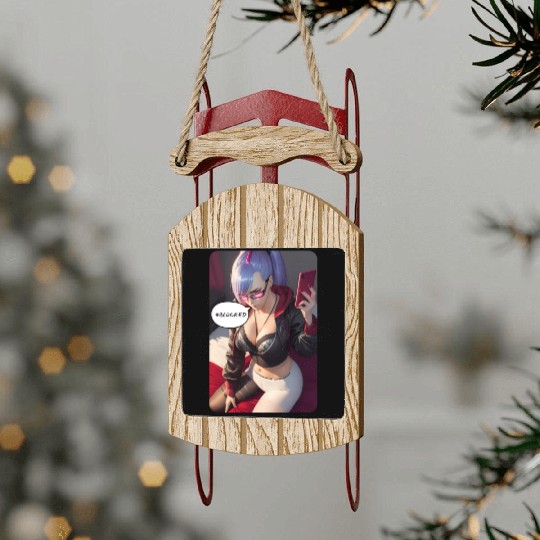 Cyberpunk Waifu Influencer Design 4 Sled Ornaments