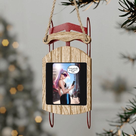 Cyberpunk Waifu Influencer Design 7 Sled Ornaments