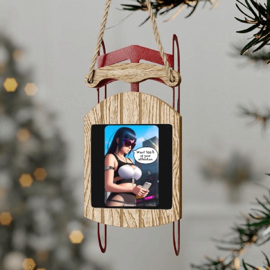 Cyberpunk Waifu Influencer Design 8 Sled Ornaments