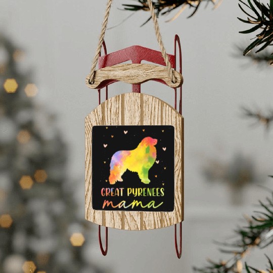 Great Pyrenees Mom Colorful Great Pyrenees Gifts Sled Ornaments