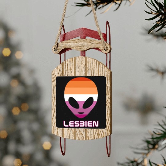 Lesbien aka lesbian alien Sled Ornaments