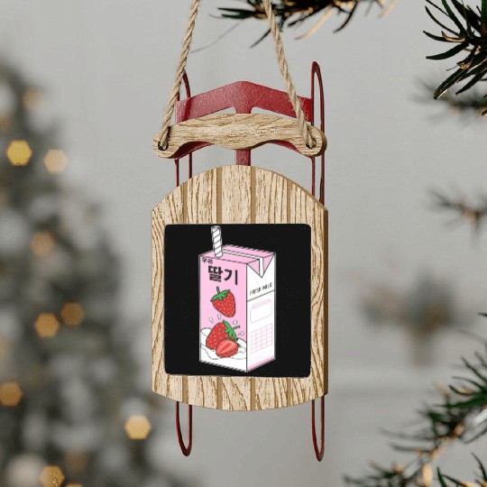 K Pop Strawberry Milk Drink Korea Kpop Korean Sled Ornaments