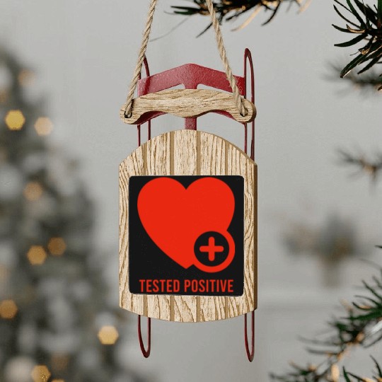 Love Tested Positive For Valentines Day Lovers Sled Ornaments