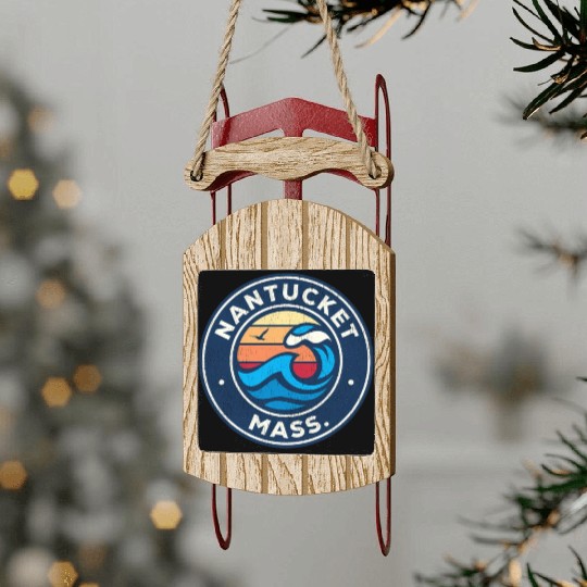 Nantucket Massachusetts Ma Nautical Waves Sled Ornaments