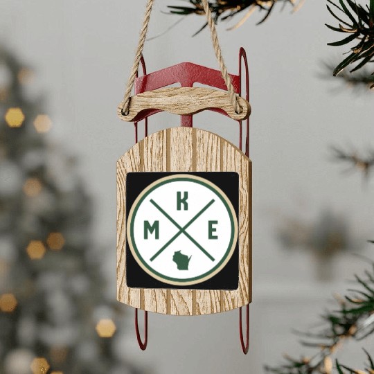 Milwaukee Circle Patch Green Sled Ornaments