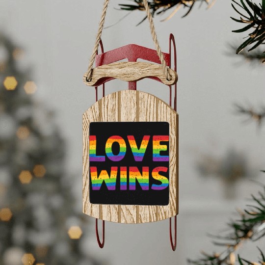 Love Wins Lesbian Gay Pride Lgbt Sled Ornaments