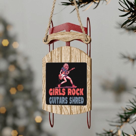 Gilrs Rock Guitar Shrek Sled Ornaments