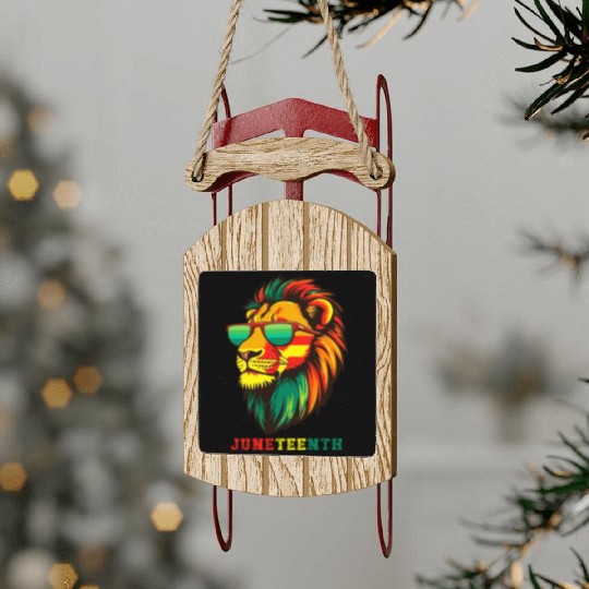 Lion Juneteenth African American Black History Sled Ornaments