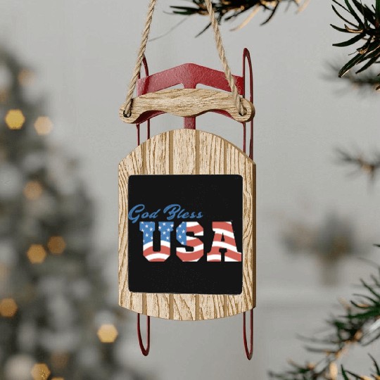 God Bless America Sled Ornaments