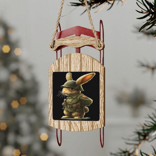 Courageous Bunny Soldier Sled Ornaments