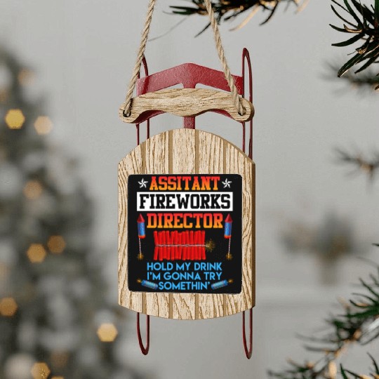 Independence Day Assistant Fireworks Director USA Sled Ornaments