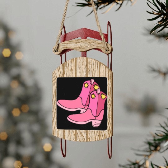 Pink Cowgirl Boots Cowgirl Sled Ornaments