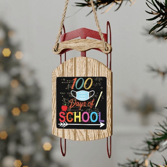 100 days of school green Sled Ornaments