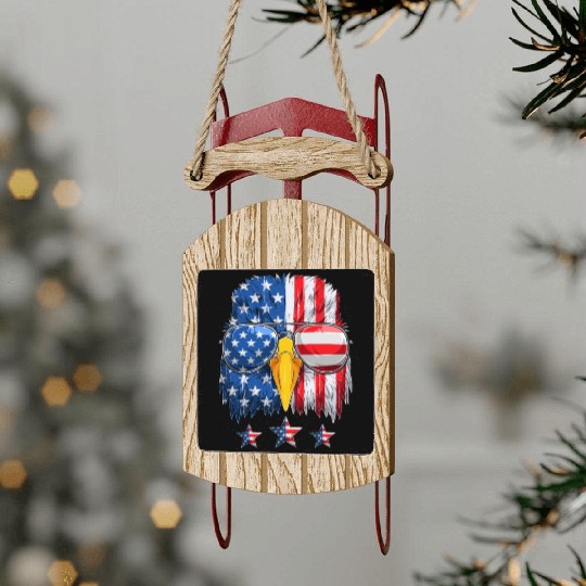 Patriots America Ealge Stars and Stripes US Pride Sled Ornaments