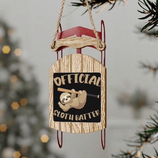 Sloth Bat Sloth Baseball Sled Ornaments