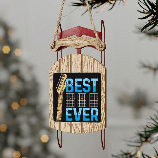 Best Dad Ever Guitarist Father Guitar Musician Sled Ornaments