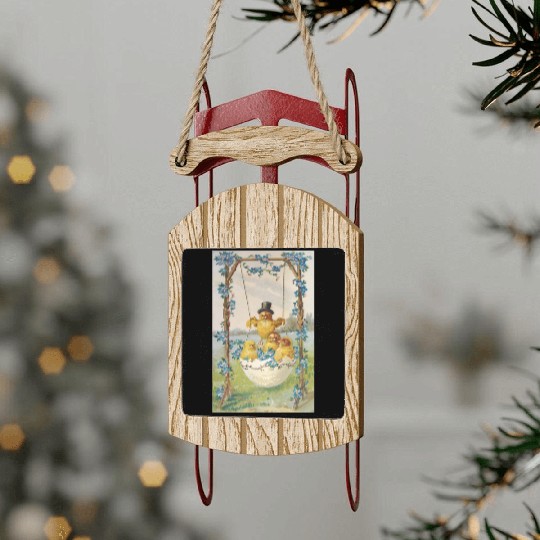Vintage Easter Card Sled Ornaments
