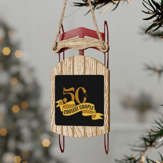 50th Wedding Anniversary Husband Wife Marriage Sled Ornaments