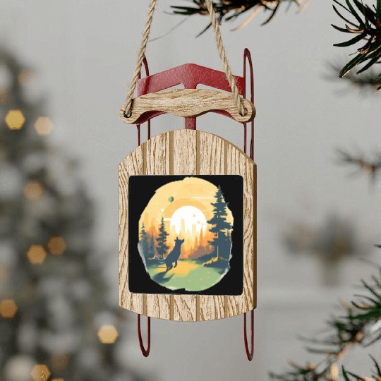 Joyful Dog in Summer Park Sled Ornaments