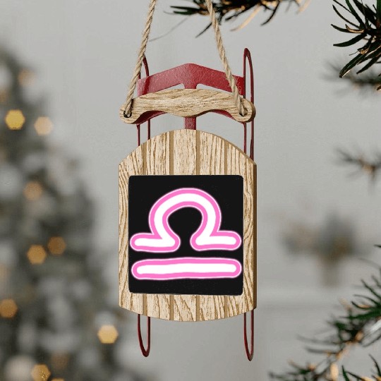 Libra Zodiac Sign Neon Pink Sled Ornaments
