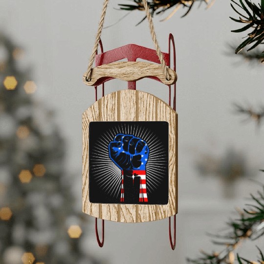American Fist Stars and Stripes USA Party Sled Ornaments