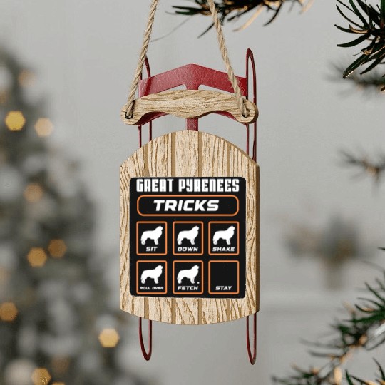 Great Pyrenees Tricks Sled Ornaments