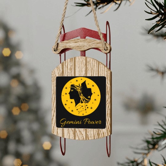 Gemini Power Zodiac Sign Sled Ornaments