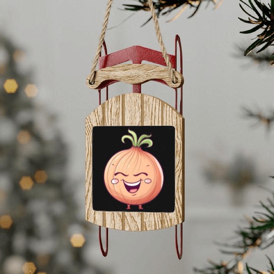 Onion Vegetable Vegan Farmer Funny Cute Love Sled Ornaments