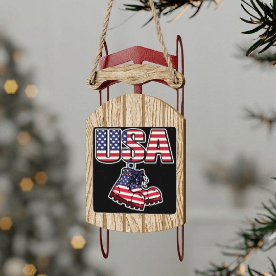 God bless America the land of the free Sled Ornaments
