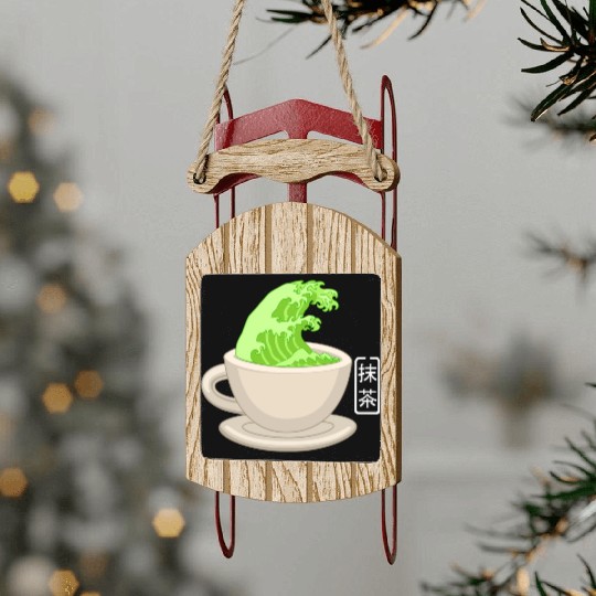 Matcha Latte Great Green Tea Wave Sled Ornaments