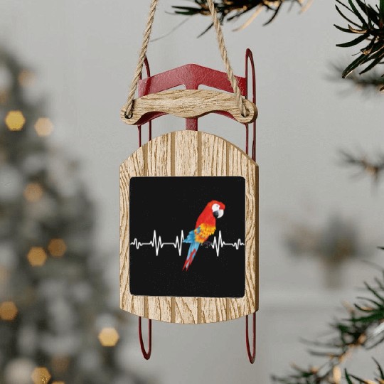 Macaw Heart Beat Parrot lover Macaws Parrots Sled Ornaments