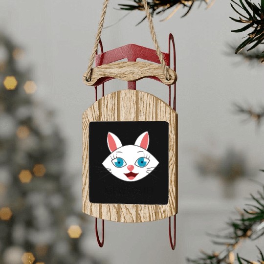 Mewsome White Cat Face Sled Ornaments